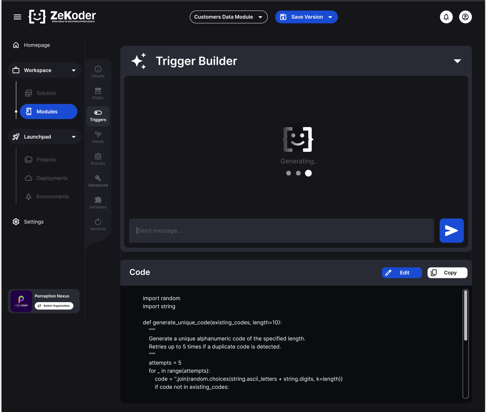 Trigger Builder generating